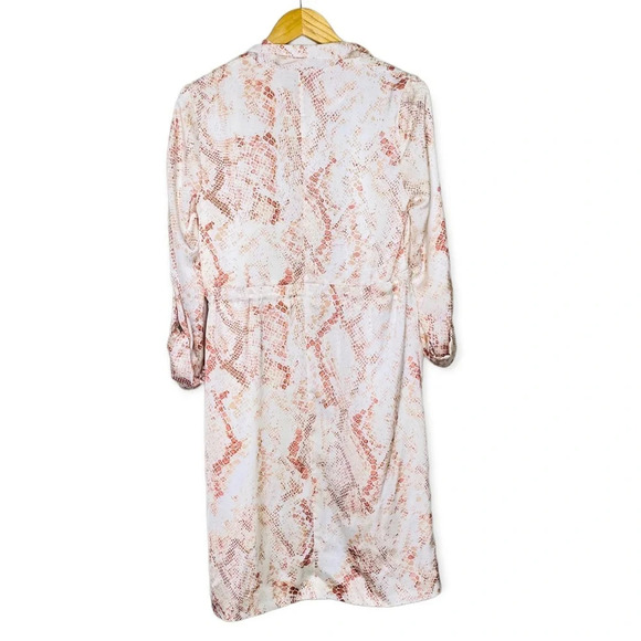 🌟NEW Cupcakes And Cashmere Beige Neptune Snakeprint Satin Trench Coat Size XS - Picture 10 of 12